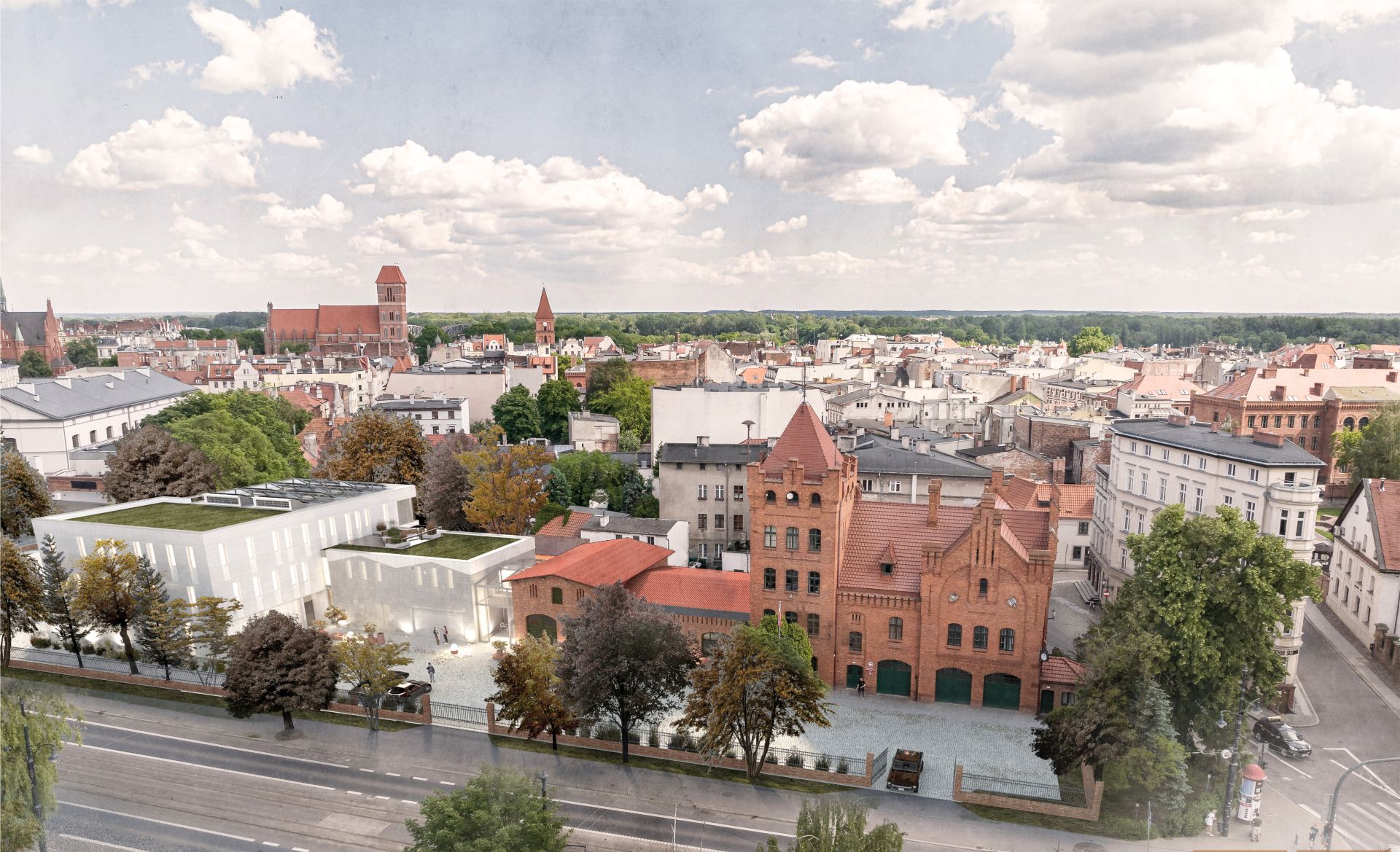 Konkurs na koncepcję architektoniczną modernizacji i rozbudowy budynku KW PSP w Toruniu / 2022 r. / II nagroda Współpraca: Projekt Officyna - Piotr Cegielski / Lumioo - Łukasz Chodorowski